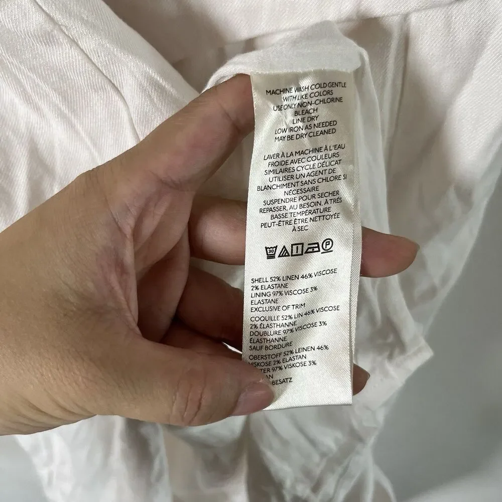 Anthropologie sleeveless square neck linen button wrap midi dress size XL - Picture 8 of 13